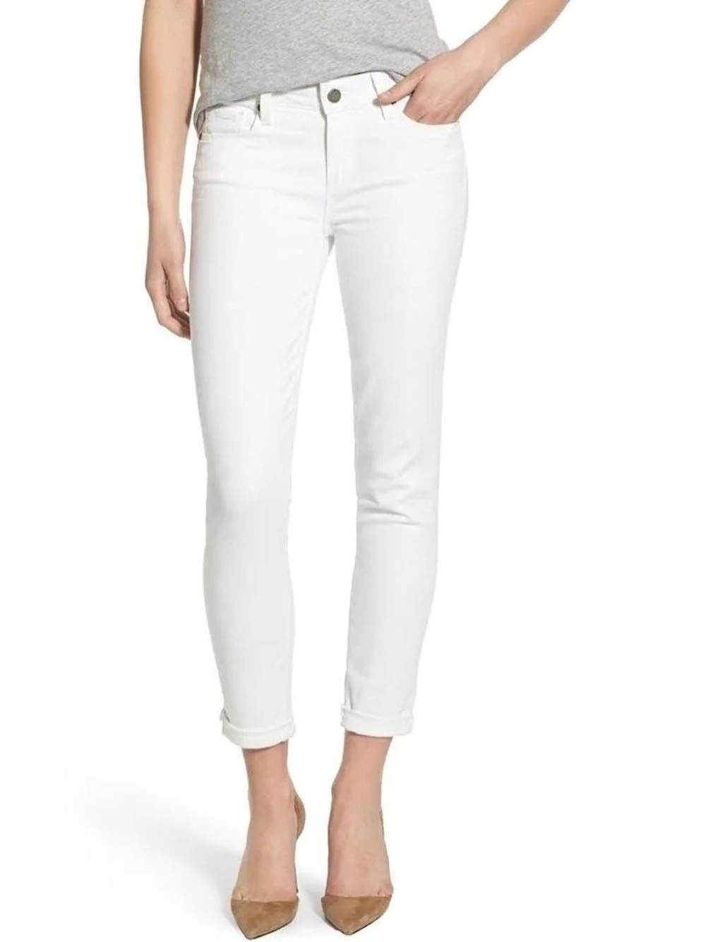 PAIGE Skyline Crop Optic White Jeans Size 31 Casual NWT